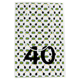 スーパーヒーロー漫画40th誕生日レトロカラフルおもしろい ミディアムペーパーバッグ