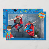 スーパーヒーロー父の日の写パーソナライズされた真 シーズンカード (正面/裏面)