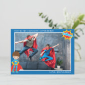 スーパーヒーロー父の日の写パーソナライズされた真 シーズンカード (スタンド正面)