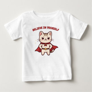 スーパーヒーロー猫 自分を信じて  ベビーTシャツ