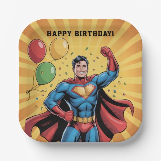 スーパーヒーロー男子 誕生日パーティー ペーパープレート (正面)