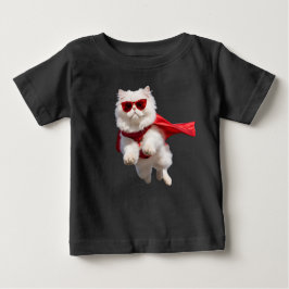 スーパーヒーロー白ペルシャ猫 ベビーTシャツ