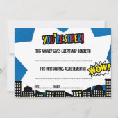 スーパーヒーロー証明書、卒業証書 招待状 (正面)