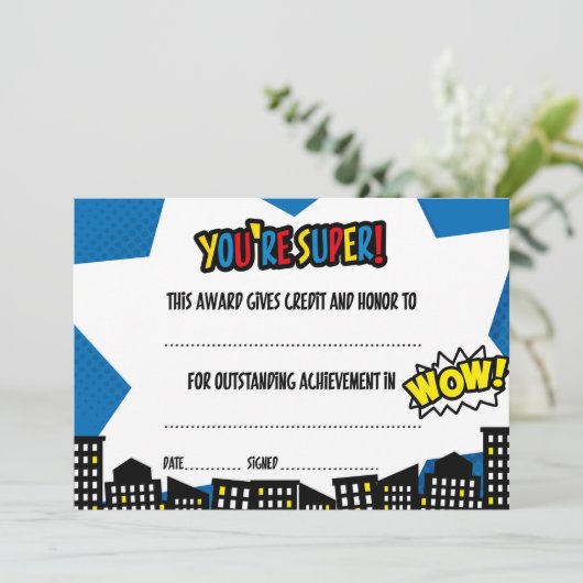 スーパーヒーロー証明書、卒業証書 招待状 (スタンド正面)