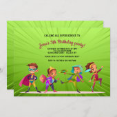 スーパーヒーロー誕生パーティー 招待状 (正面/裏面)