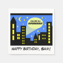 スーパーヒーロー誕生日のナプキン | すごい英雄