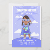 スーパーヒーロー誕生日の招待状、ガールズ誕生日 招待状 (正面)
