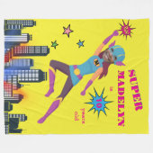 スーパーヒーロー誕生日ガールファンタスティックセンセーショナル フリースブランケット (正面(横))