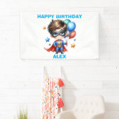 スーパーヒーロー誕生日バナー | キッズパーティー装飾 横断幕 (インサイチュ)