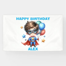 スーパーヒーロー誕生日バナー | キッズパーティー装飾