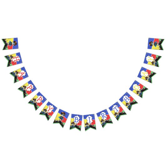 スーパーヒーロー誕生日バンティングフラグ バンティングフラッグ (全)