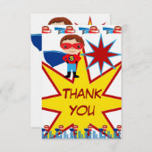 スーパーヒーロー誕生日パーソナライズされたサンキューカード サンキューカード (正面/裏面)