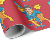 スーパーヒーロー🦸誕生日パーソナライズされたフォトギフトラップ ラッピングペーパー (ロールコーナー)