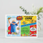 スーパーヒーロー誕生日パーテすごいィーヒーロー写真 招待状 (スタンド正面)