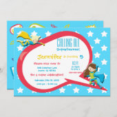 スーパーヒーロー誕生日パーティーの招待を呼ぶ 招待状 (正面/裏面)