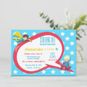 スーパーヒーロー誕生日パーティーの招待を呼ぶ 招待状 (スタンド正面)