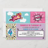 スーパーヒーロー誕生日パーティーの招待-ガールカラーズ 招待状 (正面)