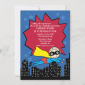 スーパーヒーロー誕生日パーティーの招待 招待状 (正面)