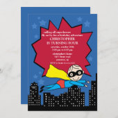 スーパーヒーロー誕生日パーティーの招待 招待状 (正面/裏面)