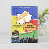 スーパーヒーロー誕生日パーティーの招待 招待状 (スタンド正面)