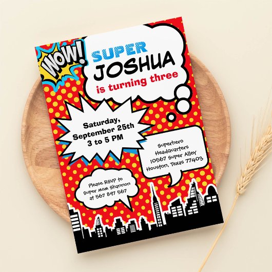 スーパーヒーロー誕生日パーティーの招待 招待状