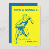 スーパーヒーロー誕生日パーティーの招待 招待状 (正面/裏面)