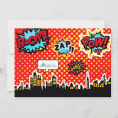 スーパーヒーロー誕生日パーティーの招待 招待状 (裏面)