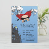 スーパーヒーロー誕生日パーティー招待カード 招待状 (スタンド正面)