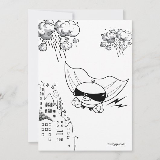 スーパーヒーロー誕生日パーティー招待カード 招待状 (裏面)