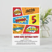 スーパーヒーロー誕生日パーティー招待任意の年齢 招待状 (スタンド正面)