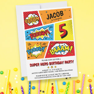 スーパーヒーロー誕生日パーティー招待任意の年齢 招待状