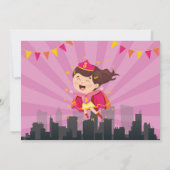 スーパーヒーロー誕生日ピンク女の子スーパーフォト 招待状 (裏面)