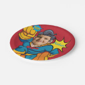 スーパーヒーロー🦸誕生日ファンタスティック飛んでいるキッドバジェット ペーパープレート (アングル)