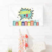 スーパーヒーロー誕生日ボーイバナーバックドロップ 横断幕 (インサイチュ)