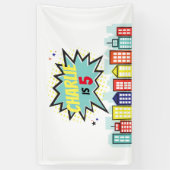 スーパーヒーロー誕生日ボーイバナーバックドロップ 横断幕 (縦)