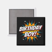 スーパーヒーロー誕生日ボーイ漫画おもしろいキッズ漫画パーティー マグネット (正面/裏面)