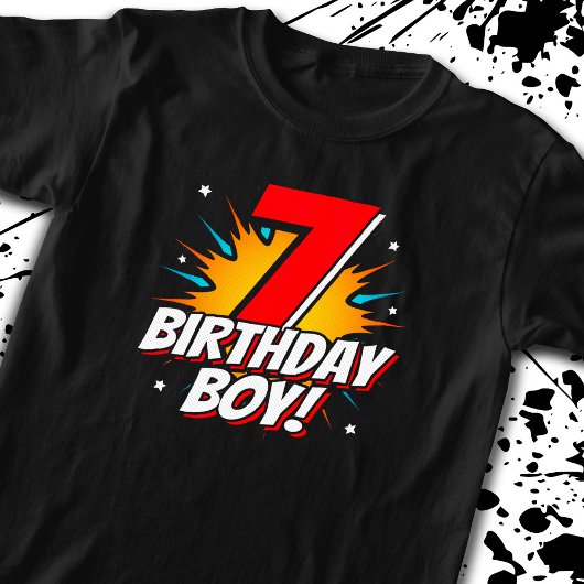 スーパーヒーロー誕生日ボーイ – 7歳 – 7誕生日 Tシャツ