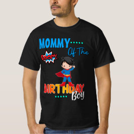 スーパーヒーロー誕生日ボーカラフルイカスタムマッチング Tシャツ