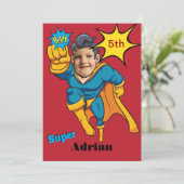 スーパーヒーロー🦸誕生日写真テンプレートカスタム招待状 招待状 (スタンド正面)