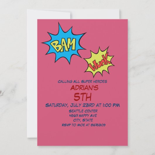 スーパーヒーロー🦸誕生日写真テンプレートカスタム招待状 招待状 (裏面)