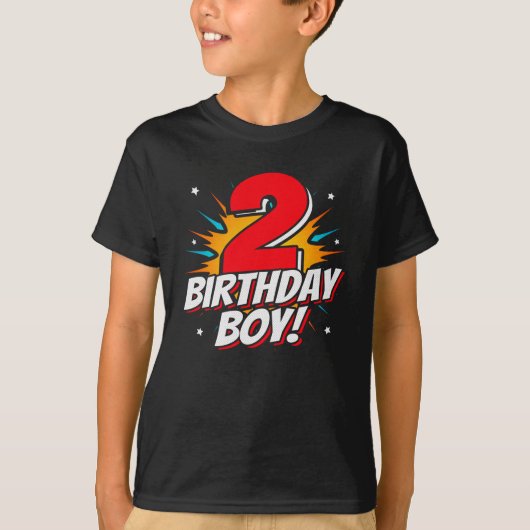 スーパーヒーロー誕生日少年 – 2歳 – 2歳の誕生日 Tシャツ (正面)