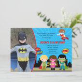 スーパーヒーロー誕生日招待状とフォト日が差すこと 招待状 (スタンド正面)