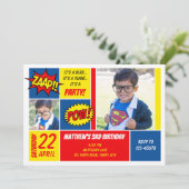 スーパーヒーロー誕生日招待状と写真 招待状 (スタンド正面)