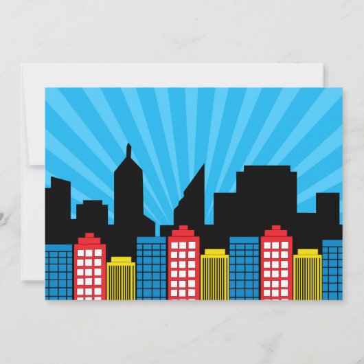 スーパーヒーロー誕生日招待状と写真 招待状 (裏面)