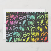 スーパーヒーロー誕生日招待状ピンクスーパーヒーローパーティー 招待状 (裏面)