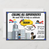 スーパーヒーロー誕生日招待状 招待状 (正面)