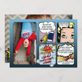 スーパーヒーロー誕生日招待状 招待状 (正面/裏面)