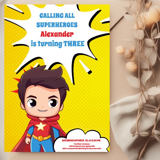 スーパーヒーロー誕生日招待状 招待状