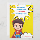 スーパーヒーロー誕生日招待状 招待状 (正面)