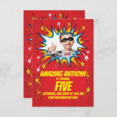 スーパーヒーロー誕生日招待状 招待状 (正面/裏面)